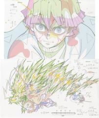 [중고] 애니메이션 뮤크 극장판 [귀멸의 칼날]무한성편 제1장 猗窩座 재래 Ufotable 구입 특전 복제 원화 2장 세트 아가츠마 젠이츠