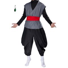 [신품] [Miccostumes] 남성 남성 애니메이션 게임 근사한 사이야인 도복 무도복 코스프레 의상 코스 의상 세트 가장 변신 변장 촬영 무대 연출 유령 블랙 (S)
