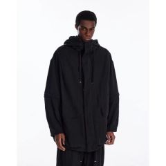 muji labo】紳士 コットンライトキャンバス フーデッドブルゾン L 黒