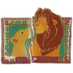 Disney ライオン・キング シンバとナラ BEST FRIENDS ペアピンバッジ ブローチ 90's ビンテージ ピンバッチ