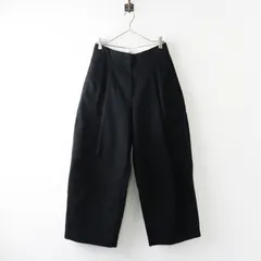 美品 定番 定価4.7万円 スタジオニコルソン STUDIO NICHOLSON PEACHED COTTON TWILL VOLUME PLEAT パンツ 1 ブラック／【2400015106694】