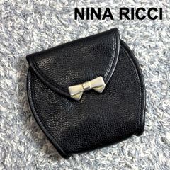 NINA RICCI ニナリッチ コインケース 小銭入れ リボン金具 黒 型押しレザー