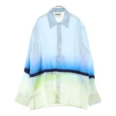 JIL SANDER (ジルサンダー) ホライゾン プリント ビスコース シャツ 長袖 ブルー/ホワイト レーヨン