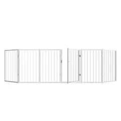 ☆新品☆ペットゲート 置くだけゲート ベビーゲート 自立型ゲート 高さ80cm 六枚セット 安全柵 小型犬 中型犬 ロングゲート 折りたたみゲート 犬フェンス ペットフェンス 飛び出し防止 多頭飼い Ｚ字 Ｌ字 おくだけ ペットガード ホワイト