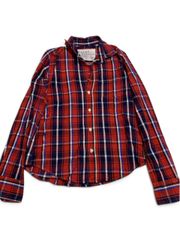 美品　Frank＆Eileen　フランクアンドアイリーン　　希少　スキッパー　長袖　シャツ　ブラウス　レッド　チェックシャツ　ネルシャツ　オンブレ　サイズXS　コットン　USA製