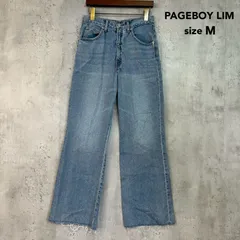 PAGEBOY LIM ページボーイリム M セミフレアカットオフデニムパンツ フレアデニム カットオフ フリンジ ジーンズ ジーパン ハイウエスト コットン100% 綿100% PBL15043TS 26M デニムブルー ★ ■◇