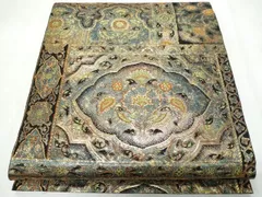 MOH0-0325 六通柄袋帯　更紗花文　黒地　金糸　正絹　逸品