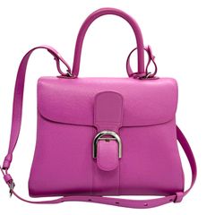 使用わずか　DELVAUX　デルヴォー　ブリヨンMM　2way　ハンドバッグ　ショルダーバッグ　パープル　ロデオカーフ　シルバー金具　トップハンドル　自立　ワンハンドル　レザー　本革　デルボー　ハイブランド　5414