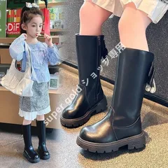 女の子英国風ニーハイブーツ 裏ボア秋冬