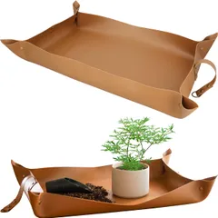 ☆新品☆園芸シート 防水 厚手 大きめ インテリア 75cm×50cm ブラウン レザー マット 靴磨き用敷き革 園芸マット 植え替え用シート