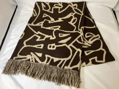 HUF ハフ OUTLINES JACQUARD SCARFスカーフマフラー フリンジ 総柄 ブラウン アクリル 中国製