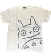 Ghibli Museum T-shirt, Size S, White x Gray, "Hello Totoro" (My Neighbor Totoro)