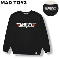 【新品未使用】 マッドトイズ MAD TOYZ ミリタリー ロゴ プリント スウェット トレーナー クルーネック 裏地 パイル L ブラック ロック パンク ストリート カジュアル メンズ