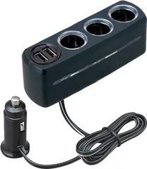 中古 【数量限定】イルミソケット4 シガーソケット増設分配器 ソケット3連+2USB 車内用品 F285 セイワ(SEIWA) 即納