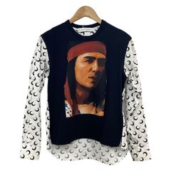 MARINE SERRE(マリーンセル) 長袖カットソー サイズL メンズ美品 - 黒×白×マルチ COMMEdesGARCONSコラボ