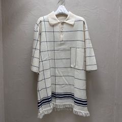 Maison Margiela メゾンマルジェラ 22SS Embroidered wool blend oversize polo shirt ポロシャツ S50GL0038 S18024 ホワイト&ネイビー size:S【代官山B09】 