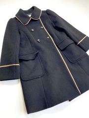 Couture brooch クチュールブローチ ウール ラウンドカラー パイピング コート size38/黒 ◆■レディース