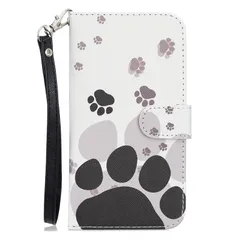 【新品】 case for Google Pixel 3aケース グーグル ピクセル3a 手帳型ケースかわいい 猫の足跡 ストラップ ストラップ付き スタンド機能付き 財布型 スマホカバー マグネット付き カード収納 全面保護 (A1, Google pixe