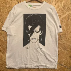 DAVID BOWIE デヴィッド・ボウイ Aladdin Sane アラジン・セイン フォトプリント 袖ロゴ 半袖 Tシャツ ホワイト M メンズ 古着屋 バンドT ロックT