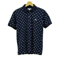 ラコステ ポロシャツ トップス 半袖 ドット柄 クラシックフィット ゴルフウエア レディース FR2サイズ ネイビー LACOSTE 【中古】
