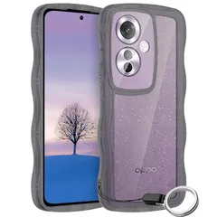 OPPO Reno11 A ケース クリアブラック ウェーブ TPU波状のバンパー 半透明 スマホケース かわいい うねうね オッポ Reno11A ウェーブ デザイン 可愛い 韓国 女性用 薄型 人気 おしゃれ 耐衝撃 ストラップホール付き(ブラック)