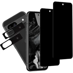 【2枚+2枚セット】 KPNS 日本素材製 Google Pixel 8a 用の 覗き見防止 ガラスフィルム 強化ガラス カバー のぞき見防止 保護フィルム