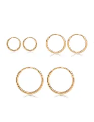 チタン フープピアス 12mm スリム ハギー 金属アレルギー対応 医療用純チタンピアス、低刺激性 F136 インプラント グレード敏感な耳用 (3足セット, 金)