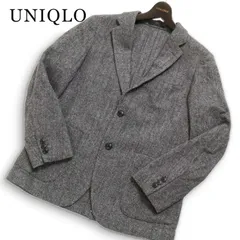 UNIQLO ユニクロ 秋冬★ ウール ツイード ヘリンボーン テーラード ジャケット Sz.S メンズ 灰 グレー