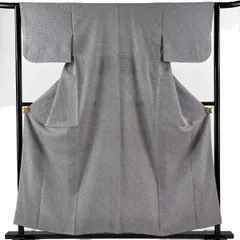 小紋 身丈156.5cm 裄丈63cm S 袷 総絞り 灰紫 正絹 優品 【中古】