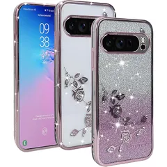 【新品】 Google Pixel 9 ケース『AFINER』新型 軽量 超薄型 TPU [ 透明なグリッターカバー ] Google Pixel 9 専用 キラキラ輝くスマホケースで超薄くて衝撃に強い 擦り傷防止 レンズ保護 着脱簡単（（ローズゴールド））