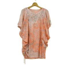 伊太利屋 チュニック シャツ トップス ビジュー ペイズリー柄 日本製 レディース 9サイズ ピンク ITALIYA 【中古】