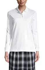 ランズエンド レディース トップス シャツ トール Lands End School Uniform Long Sleeve Interlock Polo Shirt Tall White ホワイト