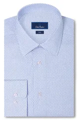 デイビッドドナヒュー メンズ トップス シャツ プリント コットン Davidonahue Trim Fit Neat Microprint Cotton Twill Dresshirt NAVY B