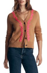 ボーデン レディース アウター パーカー・スウェット カーディガン 刺繍 Boden Ella Embroide red Cardigan CAMEL EMBROIDERY キャメル
