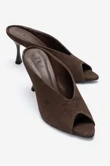 プロローグシューズ レディース ヒール サンダル Prologue Shoes Pelina Stiletto Sandal Women Brown Suede ブラウン