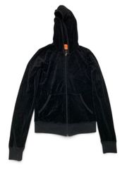 美品　JUICY COUTURE　ジューシークチュール　パーカー　ZIP USA製　希少　Y2K　ベロア　ブラック　サイズS　コットン　ハート　バラ　ストーン付