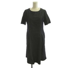 ハナエモリ HANAE MORI ワンピース 40 グレー スタッズ ラウンドネック 半袖 ひざ丈 /JP
