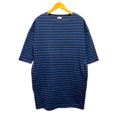 オーチバル ORCIVAL オーシバル ワンピース Tシャツ クルーネック ひざ丈 コットン ボーダー 七分袖 F 青 ブルー 