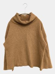 COMME CA ISM コムサイズム ニット/セーター M ブラウン ナイロン 無地 ニット ミドル丈 長袖 タートルネック/ハイネック レディース