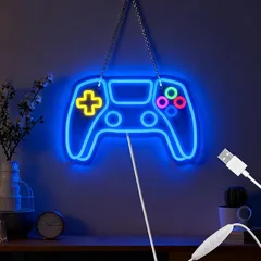 【新品】 Ledoversea ゲーム型 LEDネオンサイン ネオンライト 調光機能付き USB給電 ゲームコントローラー型 ゲームパッド 壁掛け/吊り下げ両用 おしゃれ プレゼント 間接照明 壁装飾用 屋内インテリア 寝室 ゲーム部屋 ネットカフェに最適（ゲ