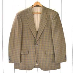 服飾HIRAI ダンヒル dunhill生地 2つボタンシングル ジャケット M ダークベージュ オーバーチェック 春夏対応 開き見せ 57328-58 6TI033 【送料無料】【中古】【メンズビジネス】202609