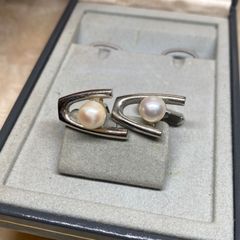 ミキモト　MIKIMOTO　silver パール付き　カフス　カフリンクス　メンズ　ビジネス　紳士　正装　フォーマル　パーティー　婚礼