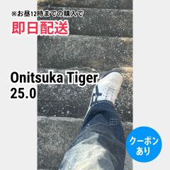 Onitsuka Tiger オニツカタイガー スニーカー 25.0 ホワイト ブランドロゴ 紐 ローカット メンズ レディース
