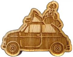 [Used] Accessory (Non-metal) Lupin III Wooden Brooch "Lupin III: Castle of Cagliostro" Animage and Ghibli Exhibition ~Ghibli Started with One Magazine~ Goods