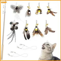送料無料★SONGWAY 猫 おもちゃ 猫じゃらし ねこ玩具 昆虫 蝶々 大飛ぶ虫 ８個 釣り竿付き 送料無料