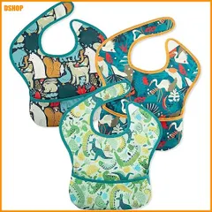 【即納】送料無料★[GLLQUEN BABY] 食事エプロン 離乳食 保育園 5点セット ベビー 子供 汚れ防止 フリーサイズ 