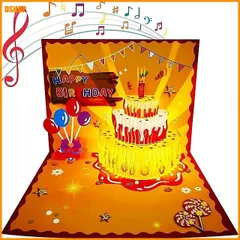 送料無料★ALOLINNA 誕生日カード 音楽付き 光り メロディバースデーカード｜在庫あり