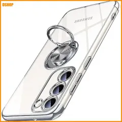【激安】送料無料★OURJOY Galaxy S25 用 ケース クリア 360度回転リング付き 電気メッキ加工バンパー 耐衝撃
