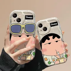 【新品】 クレヨンしんちゃん携帯棚サングラス iPhone17/18ProMax 用 ケース TPUクリアソフト 耐衝撃 防キズ・落下防止 薄型軽量 イフォン用Air/Pro/Promax/Plus/miniスマホカバー コミックデザイン かわいい おしゃれ