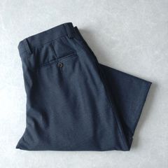 ■古着 RALPH LAUREN ラルフローレン スラックスパンツ 2タック 裾ダブル 秋冬向け生地 ネイビー W33L30【WL6908】